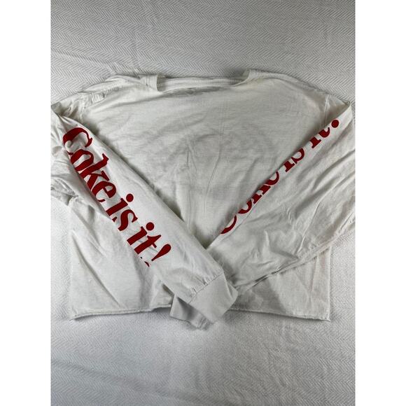 Womens Large Long Sleeve Crop Top Coke Cola Excellent Condition White a2/45 - Picture 4 of 7